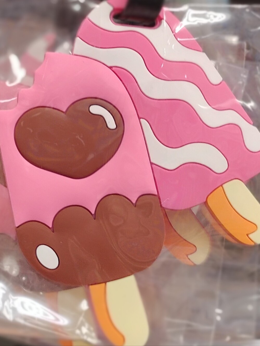 Pink Ice Cream Popsicle Luggage Tag - Cute Heart Design